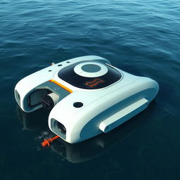 A futuristic sea vacuum device equipped with a cutter, designed to clean and remove debris from the ocean