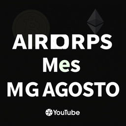 A YouTube thumbnail with a black background featuring the text 'Mejores Airdrops Mes Agosto' in bold white and green letters