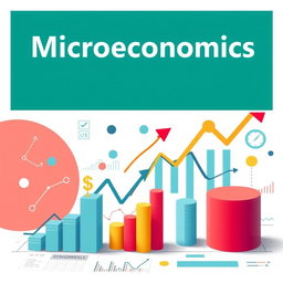 Create a front cover page for an economics book with the main heading 'Microeconomics' prominently highlighted