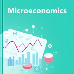 Create a front cover page for an economics book with the main heading 'Microeconomics' prominently highlighted