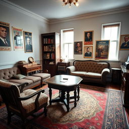 A room with vintage furniture in Soviet Union style