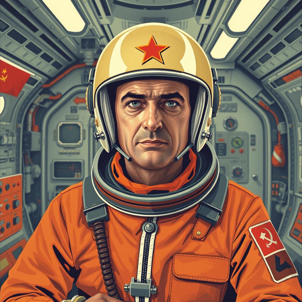 Generate an image of a man based in the Soviet cosmonaut program