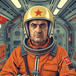 Generate an image of a man based in the Soviet cosmonaut program