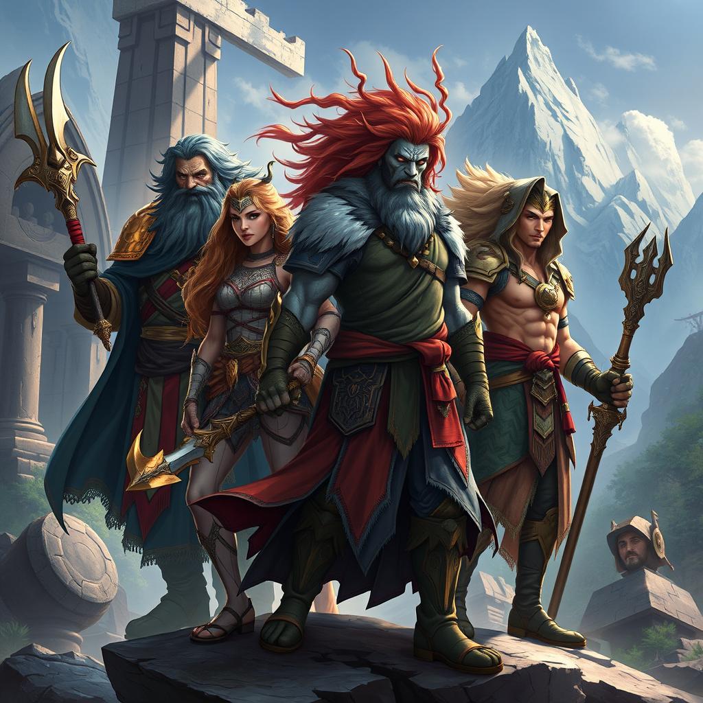 Create an image featuring four legendary humans