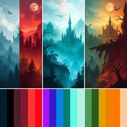 A collection of 256 color palettes in a fantasy theme