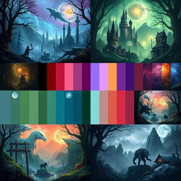 A collection of 256 color palettes in a fantasy theme