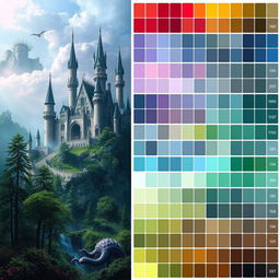 A collection of 256 color palettes in a fantasy theme