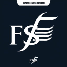 Create a logo featuring the letters 'FS' with stylized text and decorative stripes or bands incorporated into the design