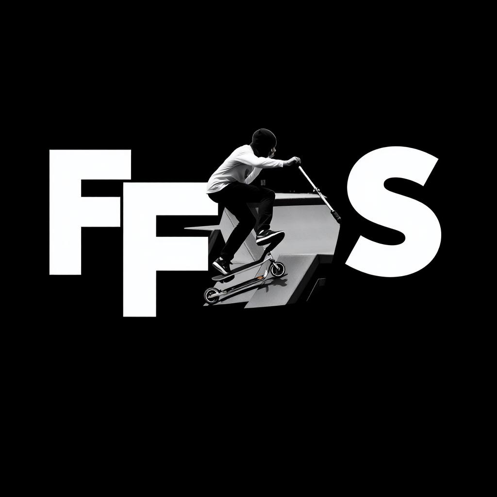 Create a logo featuring the letters 'FS' with stylized text and a black background
