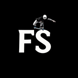 Create a logo featuring the letters 'FS' with stylized text and a black background