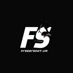 Create a logo featuring the letters 'FS' with stylized text and a black background