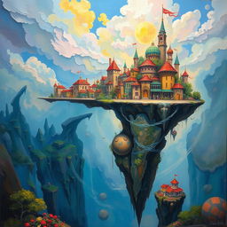 An oil painting of a fantasy city