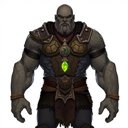 A full-body illustration of a Goliath Warlock with the Dao Genie patron