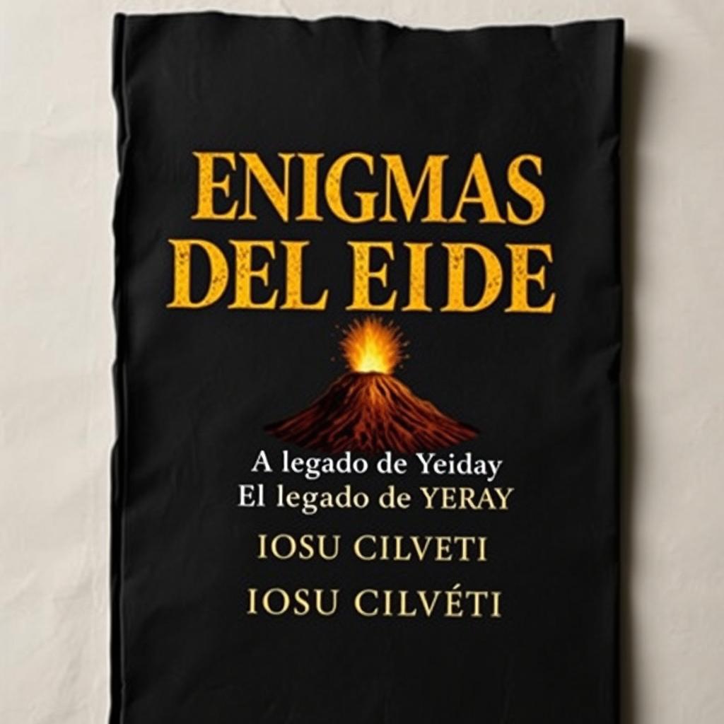 An A5 size parchment titled 'ENIGMAS DEL TEIDE' with the subtitle 'El legado de Yeray' by 'IOSU CILVETI'