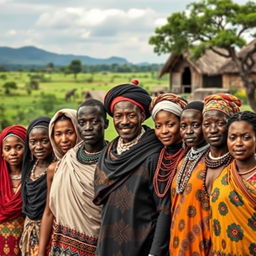 A vibrant and diverse group of people representing several ethnicities in Africa