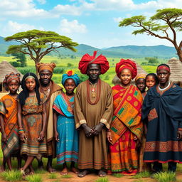 A vibrant and diverse group of people representing several ethnicities in Africa