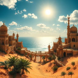 A mesmerizing fantasy desert city overlooking the ocean