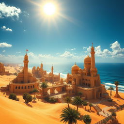 A mesmerizing fantasy desert city overlooking the ocean