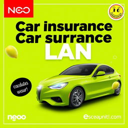 Create an eye-catching promotional image for a car insurance plan by Neo, under Escapaybank