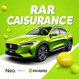 Create an eye-catching promotional image for a car insurance plan by Neo, under Escapaybank