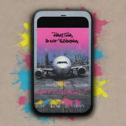 Create a phone background with artistic aesthetic which incorporates lyrics 'Got this 737 rocking like a G6', possibly in a graffiti style or modern graphic design.