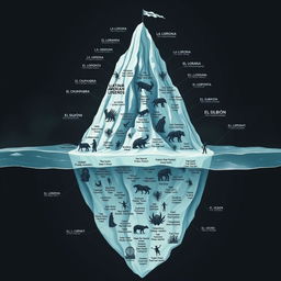 A detailed and eerie iceberg chart illustrating various Latin American urban legends
