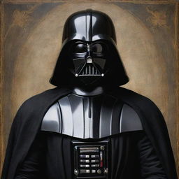 Darth Vader showcased in the style of Leonardo da Vinci, featuring exceptional detail and Renaissance period aesthetics.