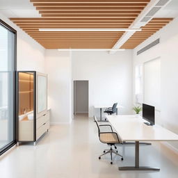 Design a modern office space with an area of 30 square meters