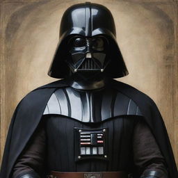 Darth Vader showcased in the style of Leonardo da Vinci, featuring exceptional detail and Renaissance period aesthetics.