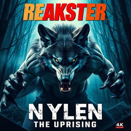 An action movie poster titled 'Freakster Nylen, The Uprising' with a dynamic and dramatic composition