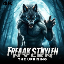 An action movie poster titled 'Freakster Nylen, The Uprising' with a dynamic and dramatic composition