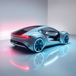 Create a unique and futuristic electric car that immediately captures people's attention and makes them want to buy it just by looking at it