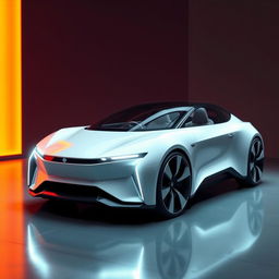 Create a unique and futuristic electric car that immediately captures people's attention and makes them want to buy it just by looking at it