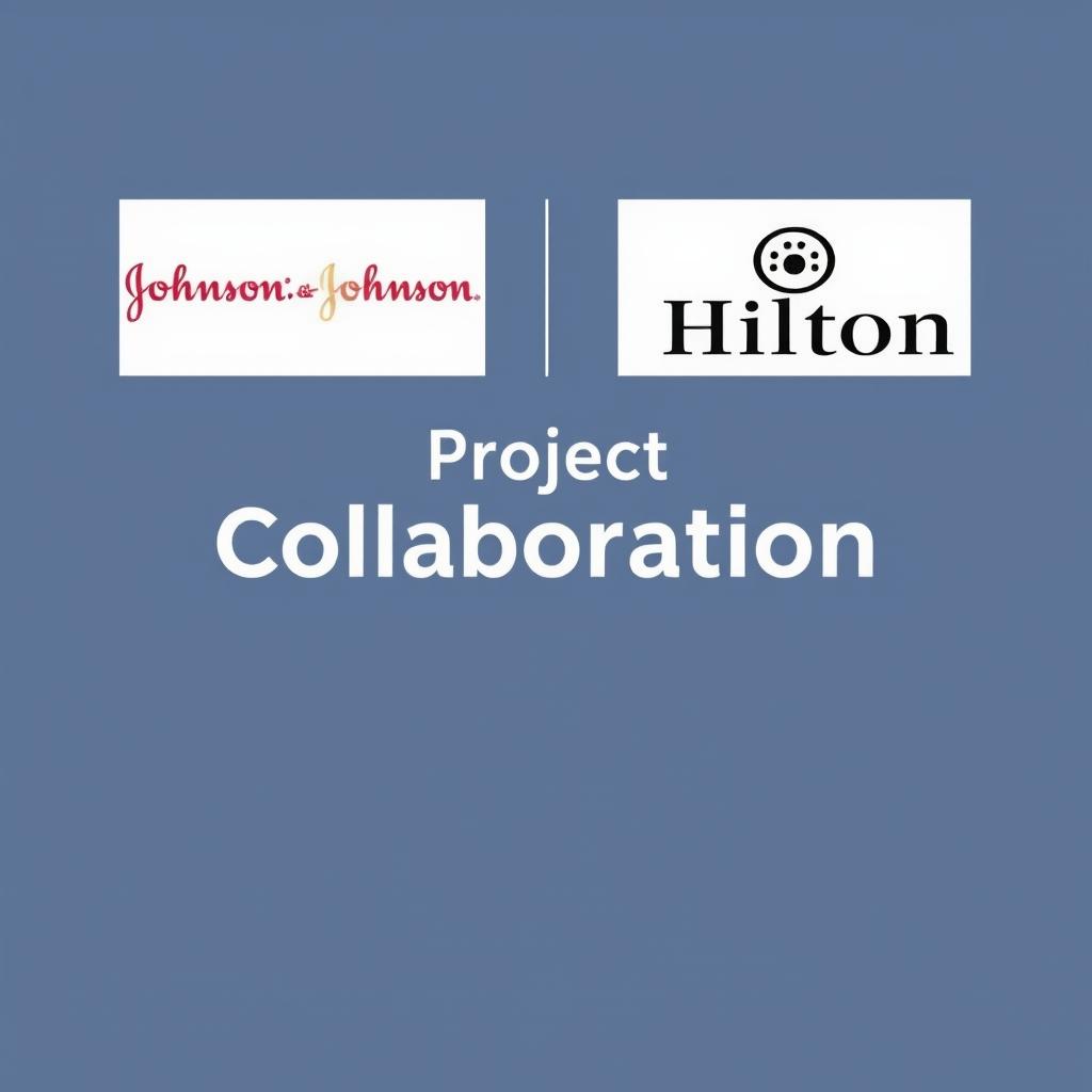 Create a professional project cover page for a collaboration between Johnson & Johnson and Hilton