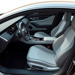 Create a unique and cutting-edge interior for an electric car that surpasses all existing brands