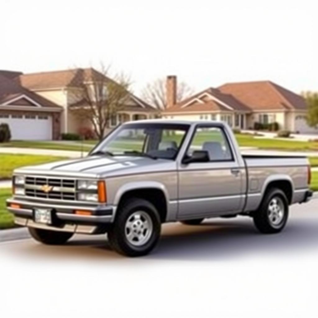 A detailed image of a 1990 Chevy S10 extended cab pickup truck