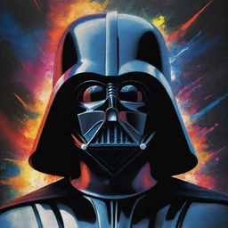 Darth Vader interpreted in abstract, vibrant style, merging Star Wars aesthetic with unusual, vivid elements.