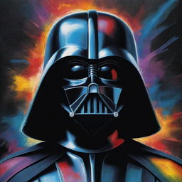 Darth Vader interpreted in abstract, vibrant style, merging Star Wars aesthetic with unusual, vivid elements.