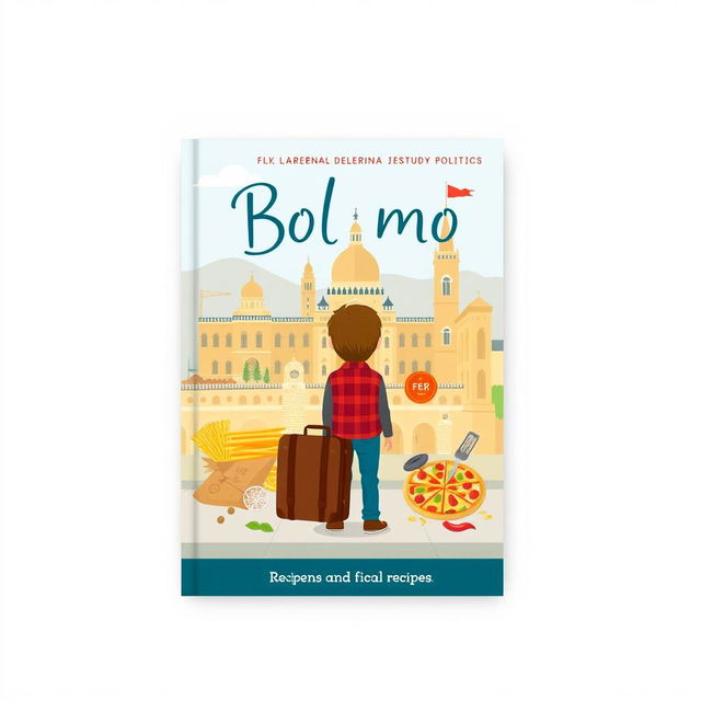 Create a book cover featuring a boy departing for Bologna to study politics