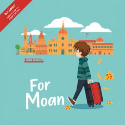 Create a book cover featuring a boy departing for Bologna to study politics