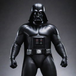 An exceptionally muscular version of Darth Vader, showcasing heightened strength and power, while preserving his iconic costume features.