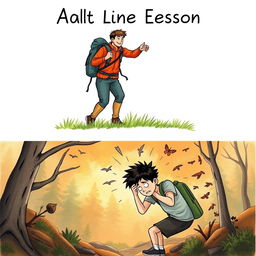 Create a book cover for an adult life lesson genre with two distinct images featuring an illustrative nature trek theme