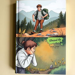 Create a book cover for an adult life lesson genre with two distinct images featuring an illustrative nature trek theme