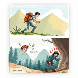 Create a book cover for an adult life lesson genre with two distinct images featuring an illustrative nature trek theme