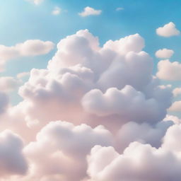 A serene sky filled with fluffy marshmallow clouds floating gently