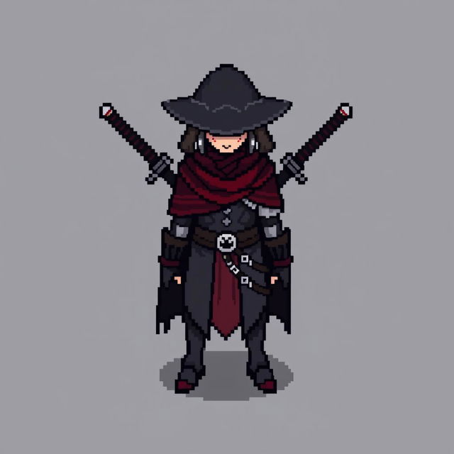 Create a character for a top-down game in pixel art style, fitting within a 64x64 pixel frame