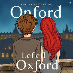 A book cover featuring two people from behind, a boy with slightly long, wavy hair, and next to him a girl with very long, red hair who is a head and a half shorter than him