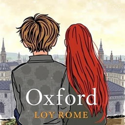 A book cover featuring two people from behind, a boy with slightly long, wavy hair, and next to him a girl with very long, red hair who is a head and a half shorter than him