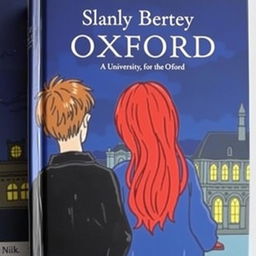 A book cover featuring two people from behind, a boy with slightly long, wavy hair, and next to him a girl with very long, red hair who is a head and a half shorter than him