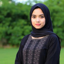 A beautiful Muslim girl wearing a black kurta